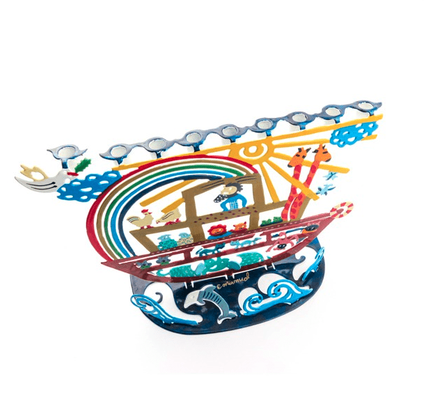 Yair Emanuel - Laser Cut - Hand Painted Noah's Ark Menorah by Yair Emanuel - ModernTribe