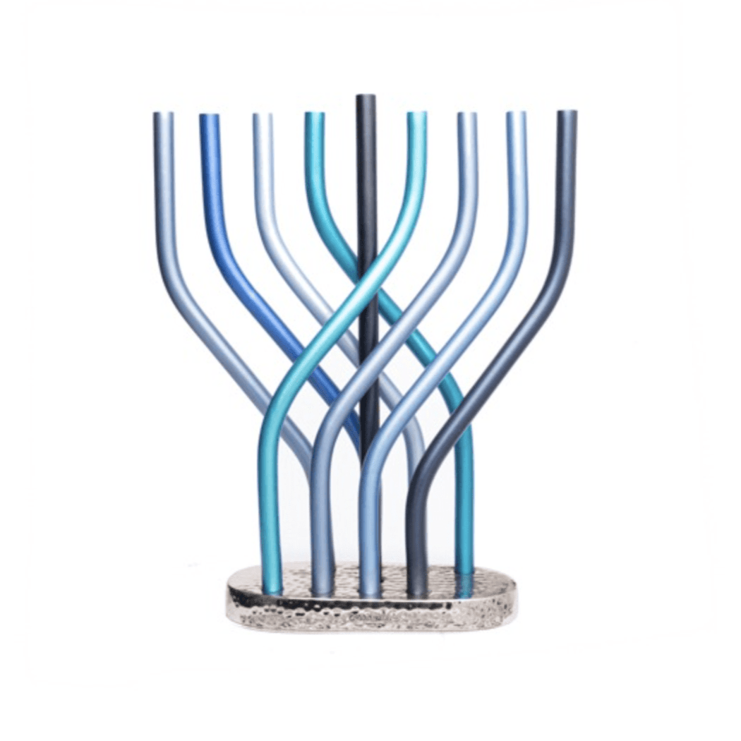 Yair Emanuel - Flame Menorah by Yair Emanuel - Blue - ModernTribe