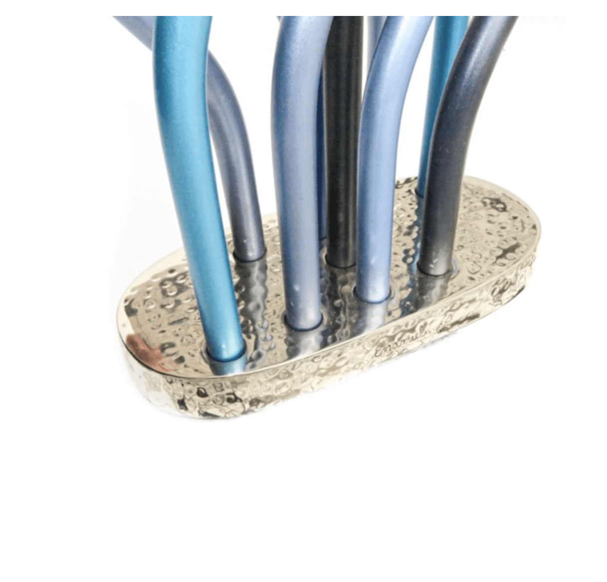 Yair Emanuel - Flame Menorah by Yair Emanuel - Blue - ModernTribe