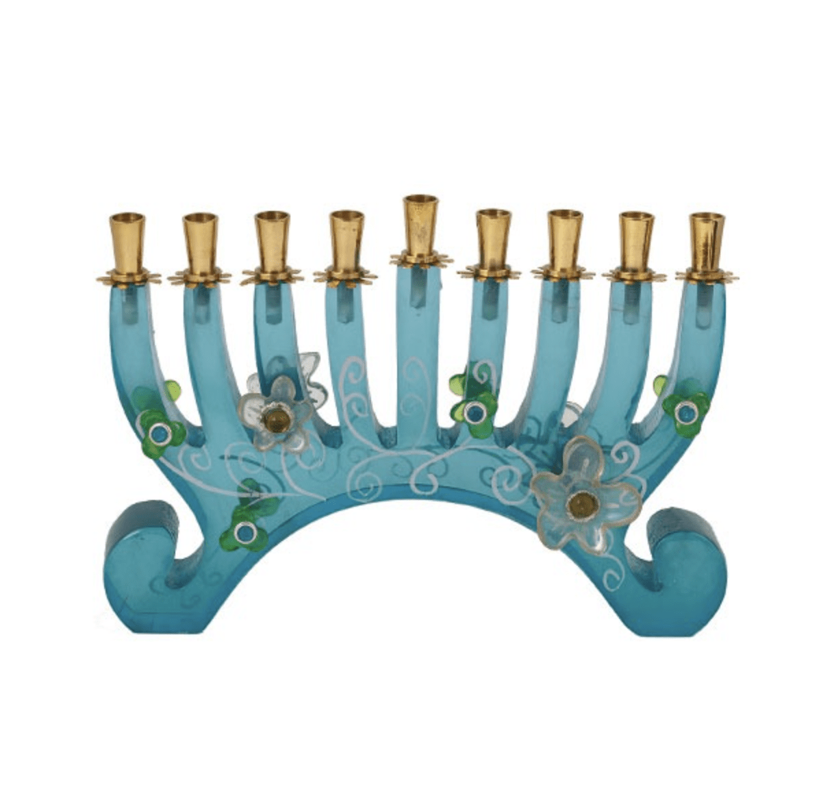 Yair Emanuel - Blue Transparent Hanukkah Menorah by Yair Emanuel - ModernTribe