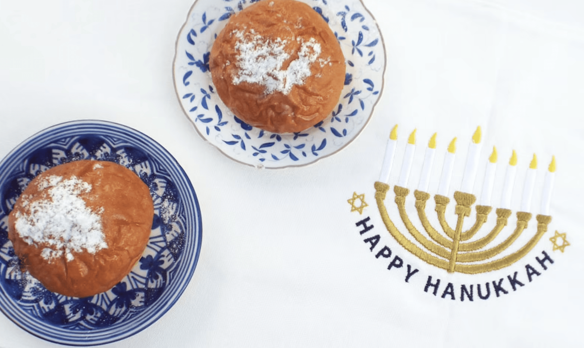Three Generations Decorations Embroidered Gold Menorah Hanukkah Table Runner