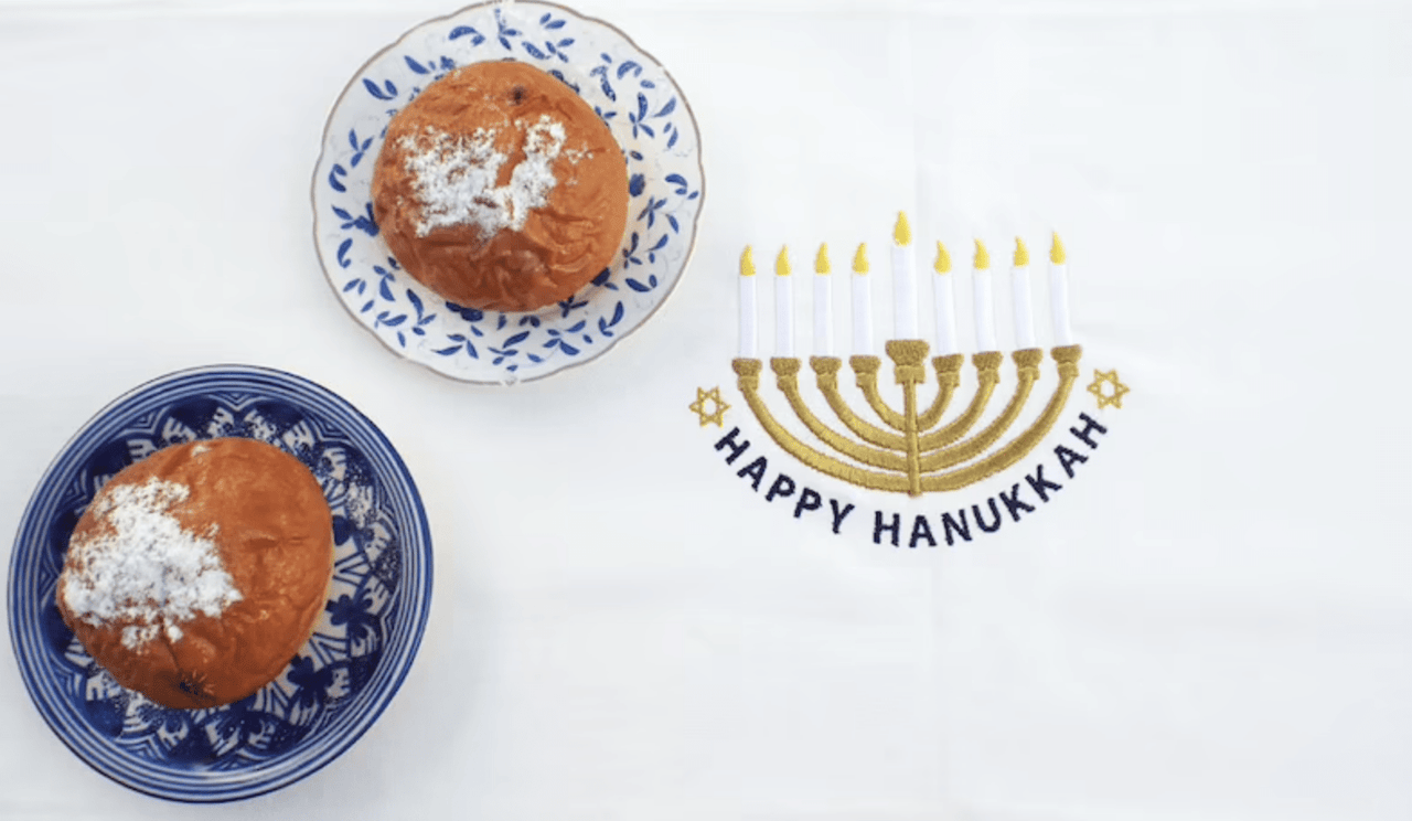 Three Generations - Embroidered Gold Menorah Hanukkah Table Runner - ModernTribe