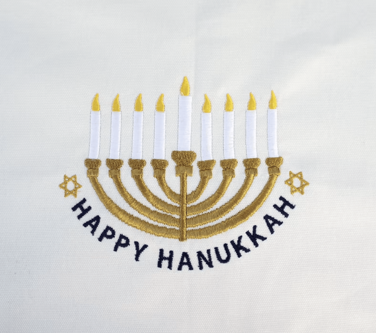 Three Generations - Embroidered Gold Menorah Hanukkah Table Runner - ModernTribe