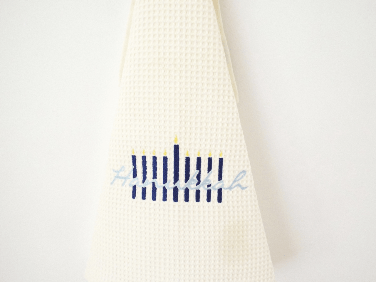 Three Generations - Embroidered Hanukkah Menorah Tea Towel - ModernTribe