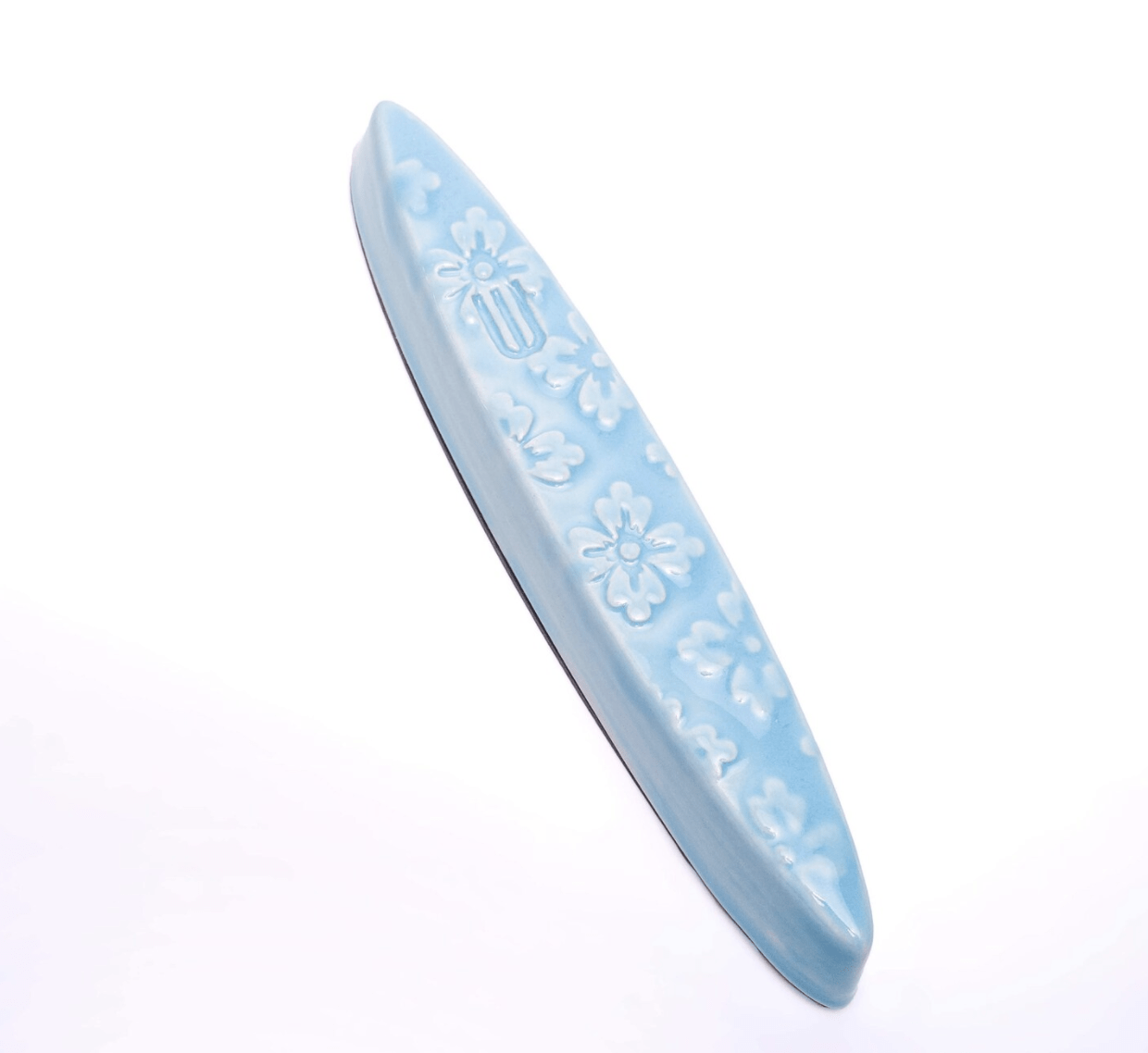 Mickala Design - Light Blue Floral Ceramic Mezuzah Case by Mickala Design - ModernTribe