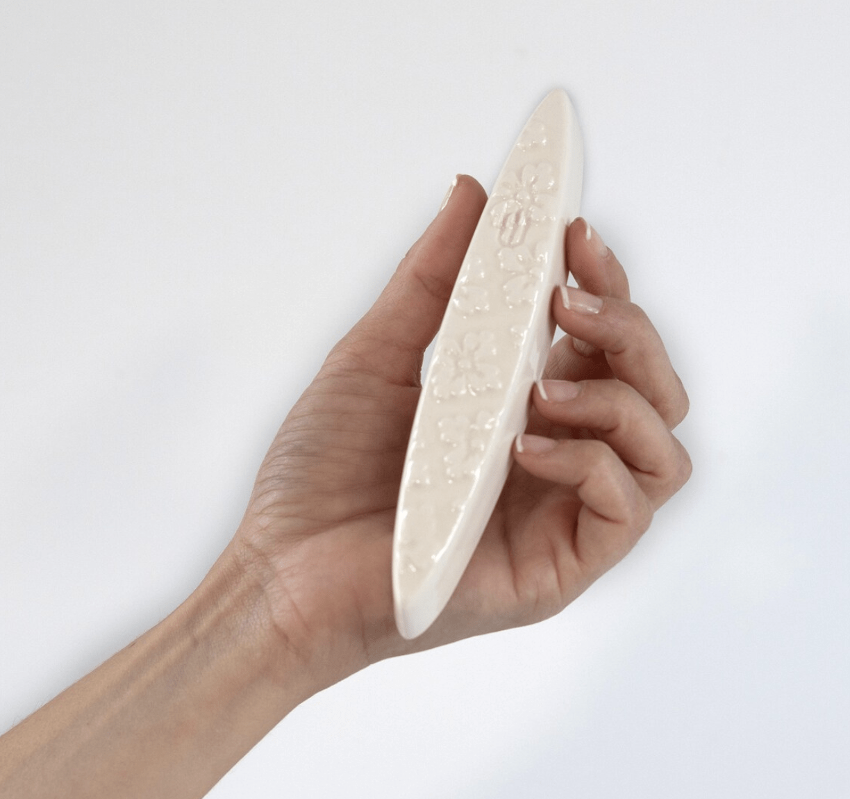 Mickala Design - White Floral Ceramic Mezuzah Case by Mickala Design - ModernTribe