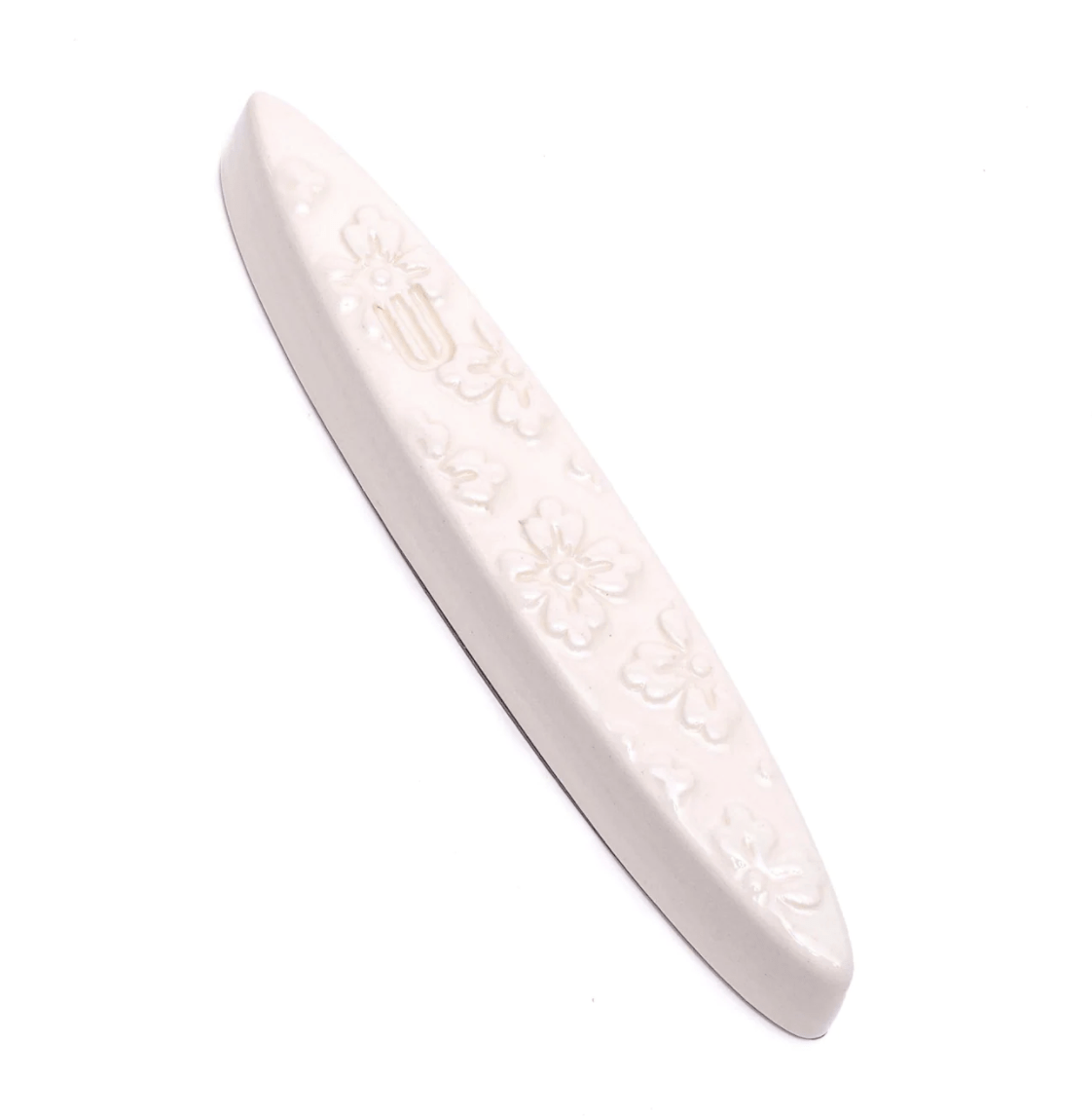 Mickala Design - White Floral Ceramic Mezuzah Case by Mickala Design - ModernTribe