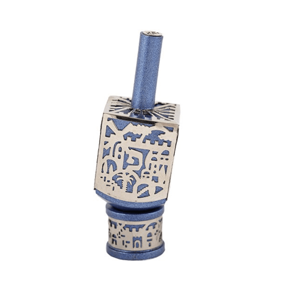 Yair Emanuel - Small Metal Cutout of Jerusalem Dreidel by Yair Emanuel - Blue - ModernTribe
