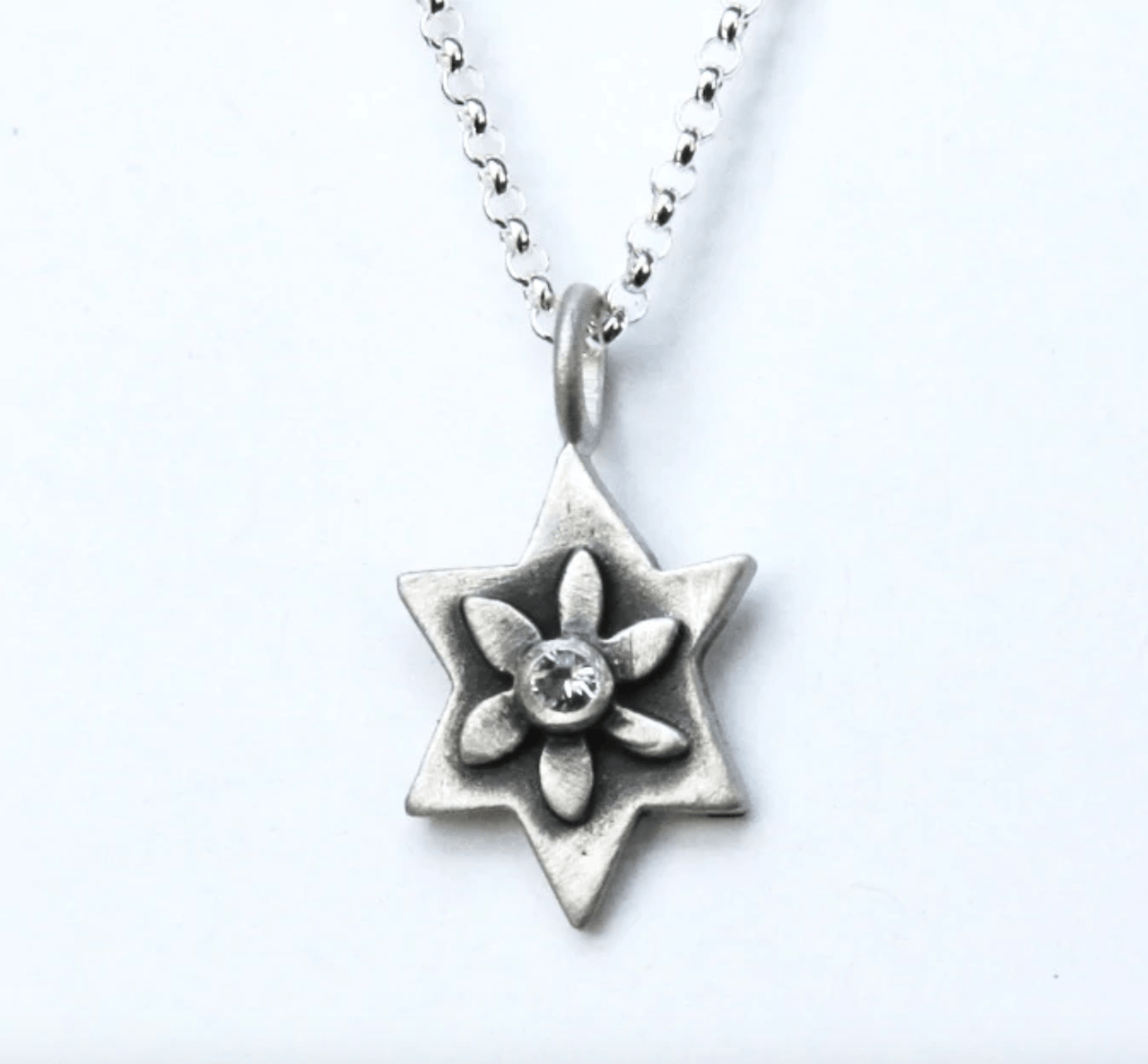 Emily Rosenfeld Necklaces Silver Silver Botanical Star of David Necklace by Emily Rosenfeld - Choice of Gemstone