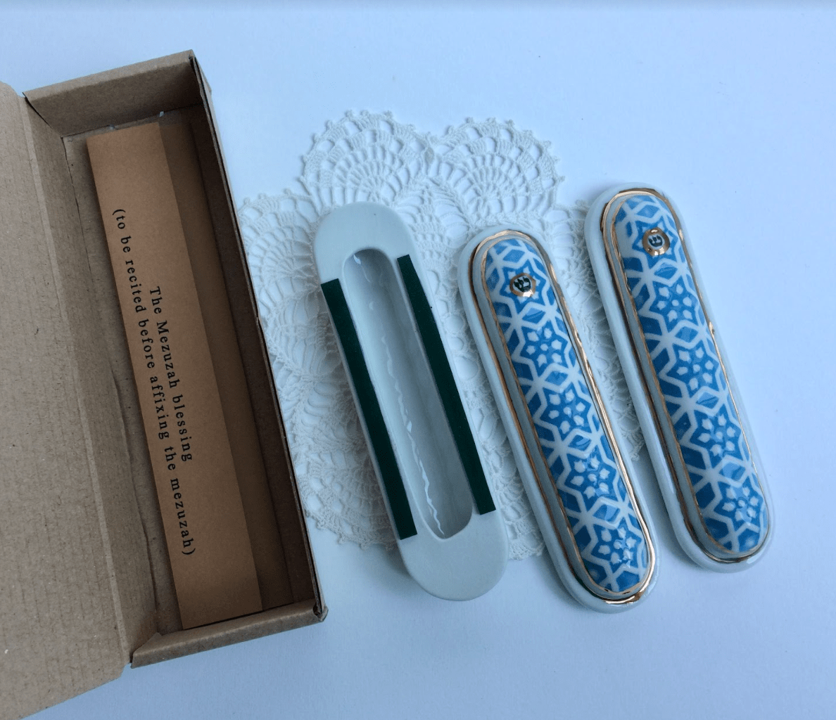 Judaica Hungarica - Porcelain Rumbach Synagogue Mezuzah Case - ModernTribe