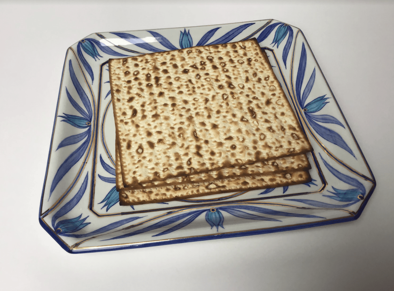 Judaica Hungarica - Navy, Turquoise and Gold Floral Porcelain Matzah Plate - ModernTribe