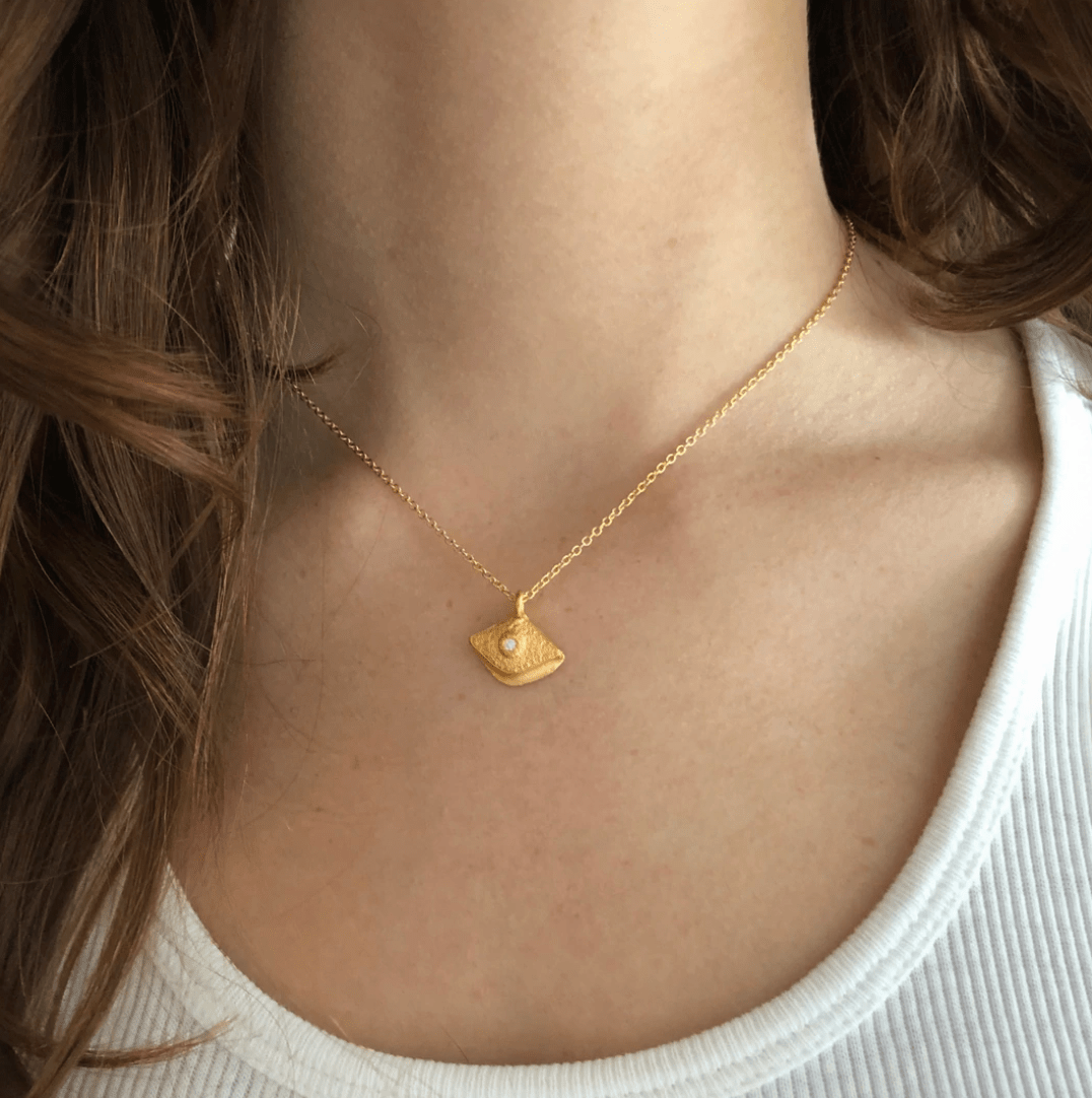 MAS Designs Jewelry - Rustic Evil Eye 24k Gold Vermeil Necklace with Crystal - ModernTribe