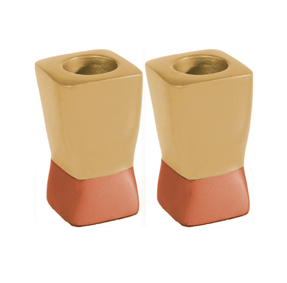 Yair Emanuel - Anodized Aluminum Shabbat Candlesticks by Yair Emanuel - Gold - ModernTribe