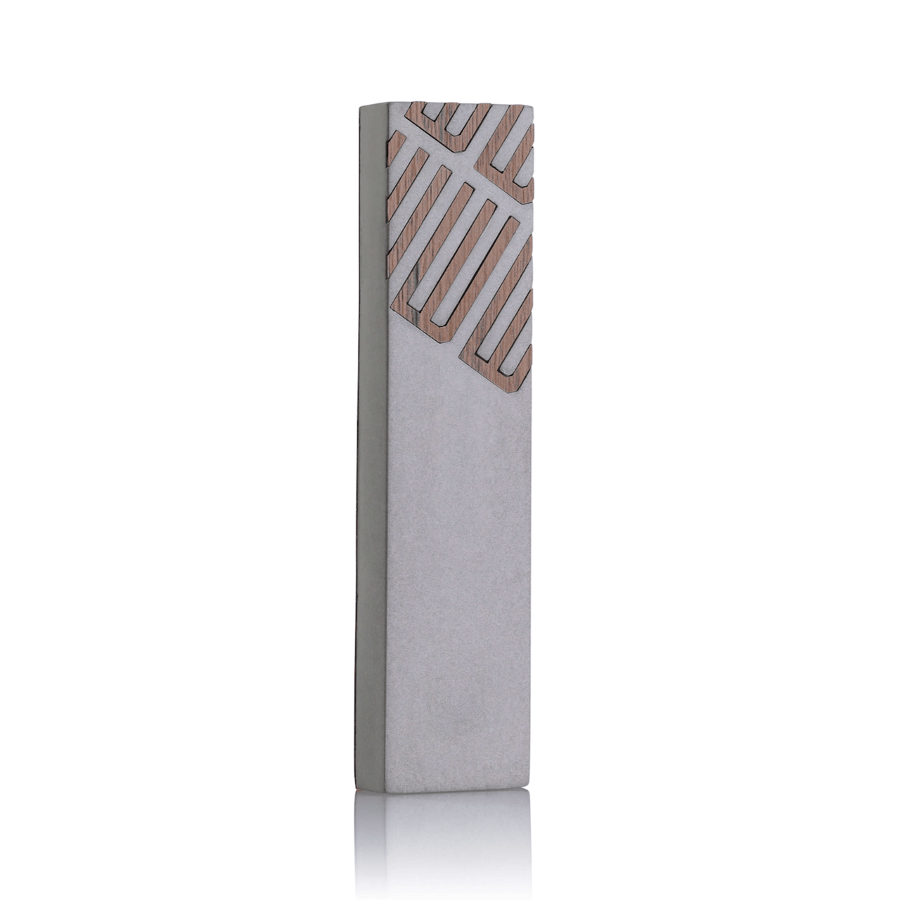 Israel Museum - Multi Shin Light Gray Cement and Wood Mezuzah - By The Israel Museum - ModernTribe