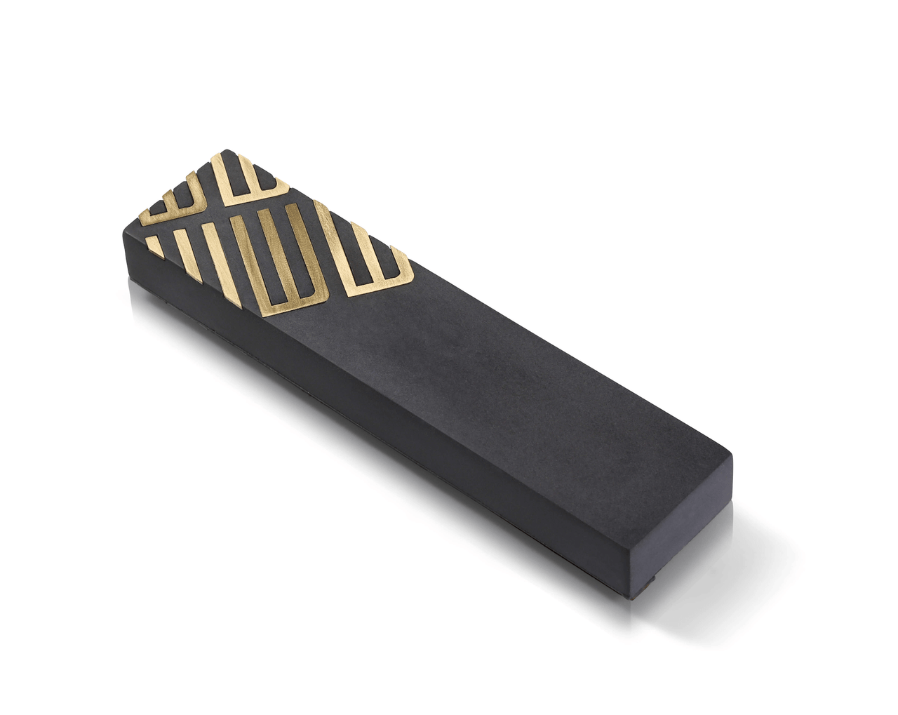 Israel Museum - Multi Shin Black Cement and Brass Mezuzah - By The Israel Museum - ModernTribe