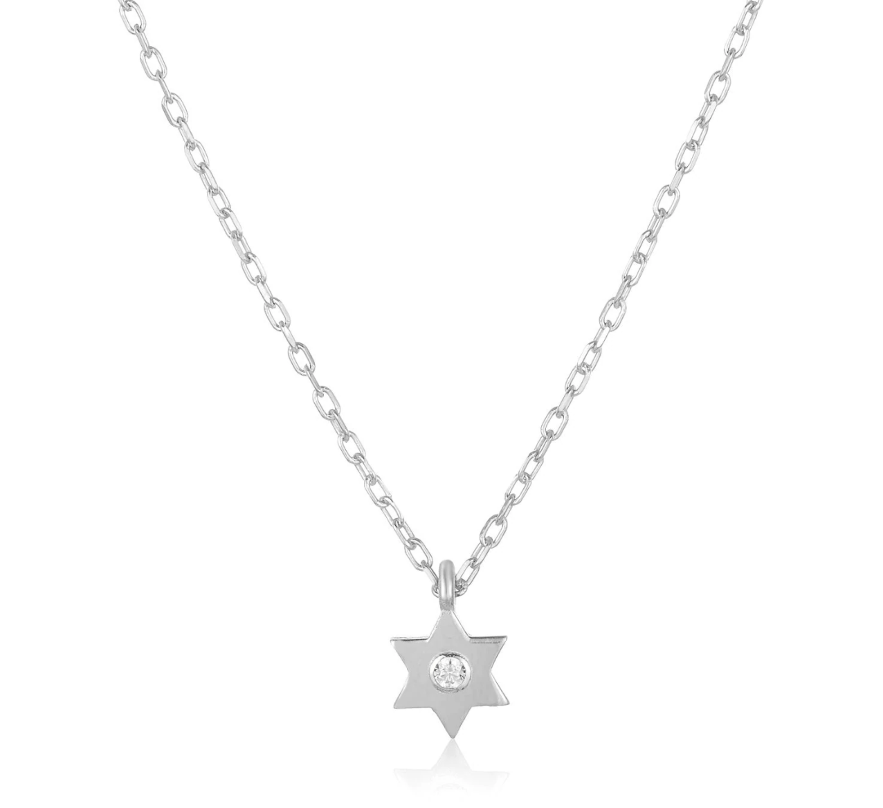 Alef Bet - Dainty Star of David Necklace with Sparkling Stone - Silver or Gold - ModernTribe