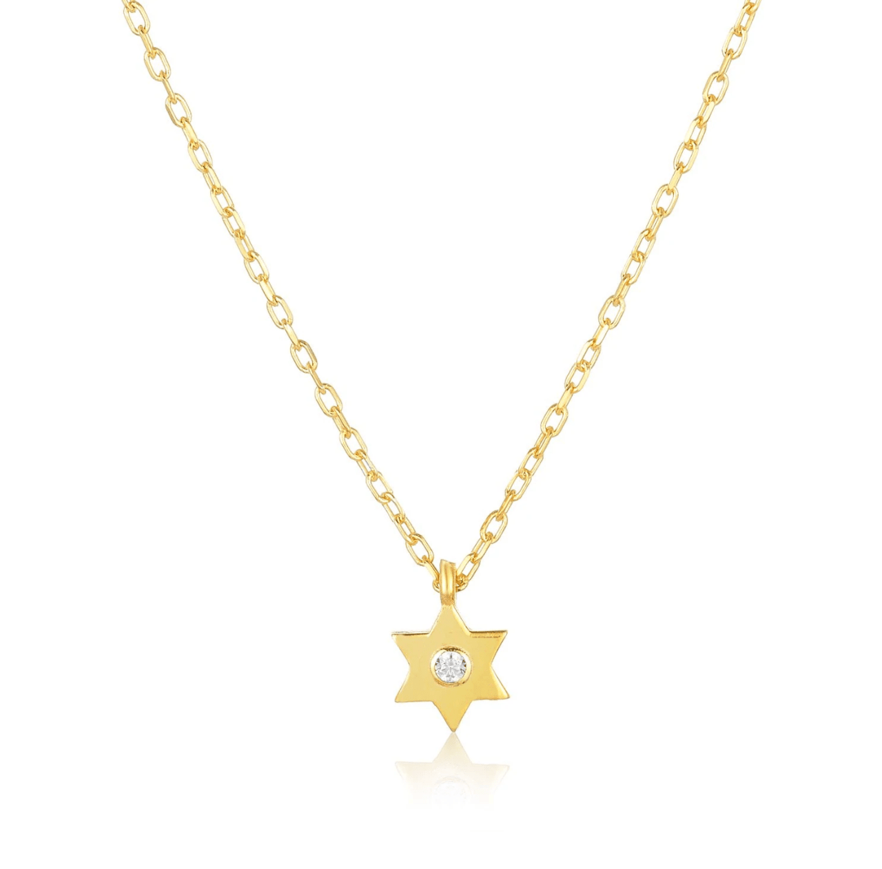Alef Bet - Dainty Star of David Necklace with Sparkling Stone - Silver or Gold - ModernTribe