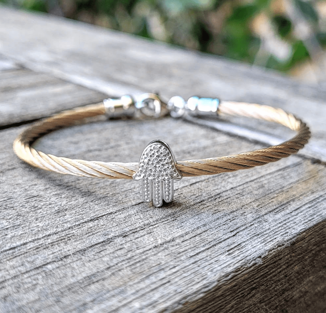 Alef Bet Bracelets Rose Gold Hamsa Diamond Bracelet - Yellow Gold, Rose Gold, Silver or Black
