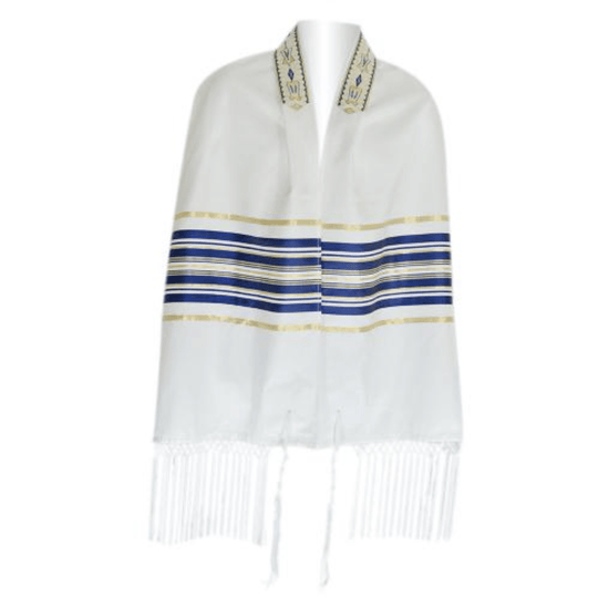 Blue and Gold Striped Ariel Tallis