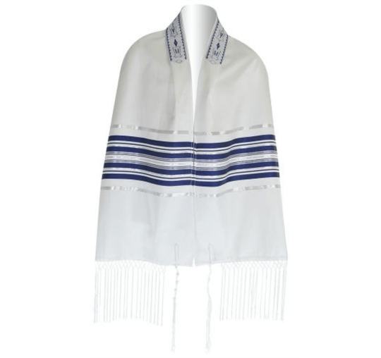 Blue and Silver Striped Ariel Tallis