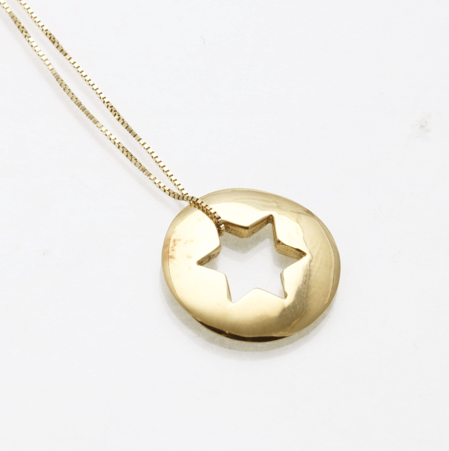 Bareket Jewelry Necklaces 14k Gold 24k Matte Gold Open Star of David Necklace