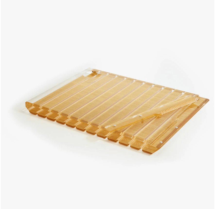 Apeloig Collection - Striped Acrylic Challah Board + Knife - Choice of Colors - ModernTribe