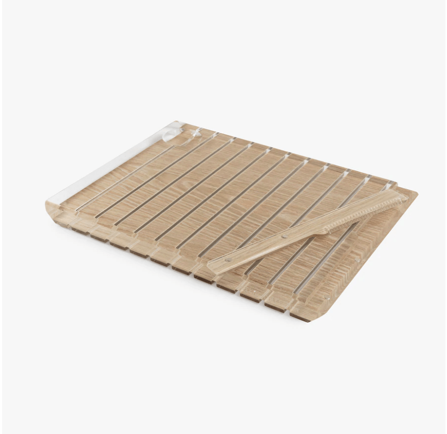 Apeloig Collection - Striped Acrylic Challah Board + Knife - Choice of Colors - ModernTribe