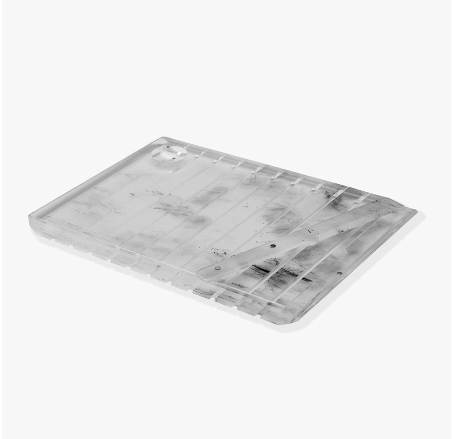 Apeloig Collection - Striped Acrylic Challah Board + Knife - Choice of Colors - ModernTribe