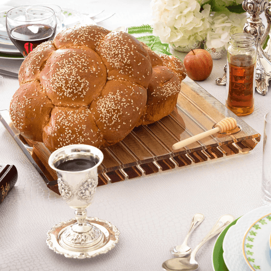 Striped Acrylic Challah Board + Knife -  Choice of Colors