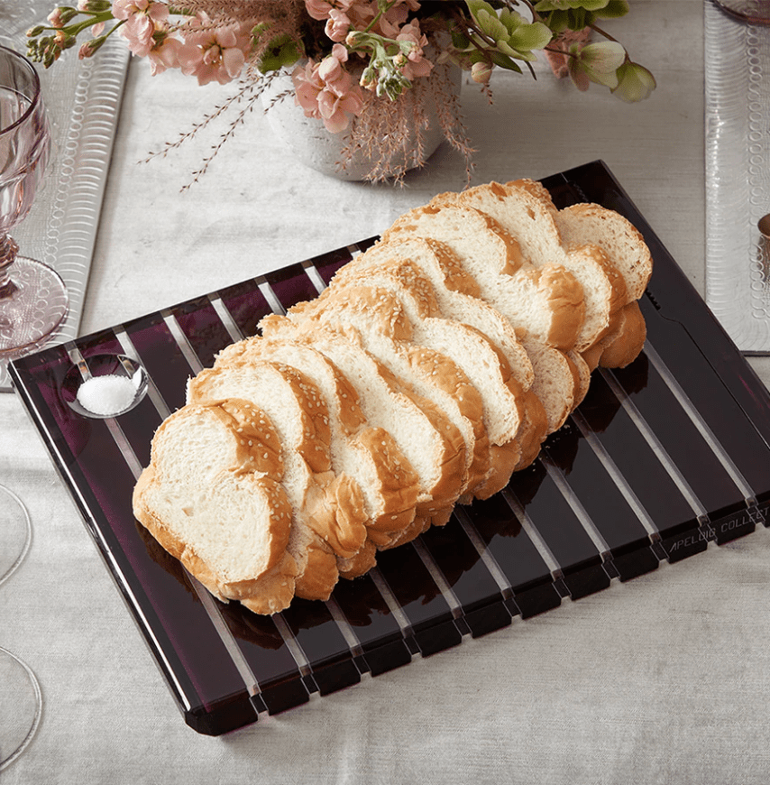 Apeloig Collection - Striped Acrylic Challah Board + Knife - Choice of Colors - ModernTribe