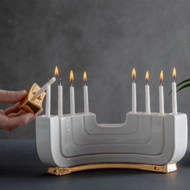 Mi Polin - Menokiah Lux Menorah/Shabbat Candlesticks by Mi Polin - Gold - ModernTribe