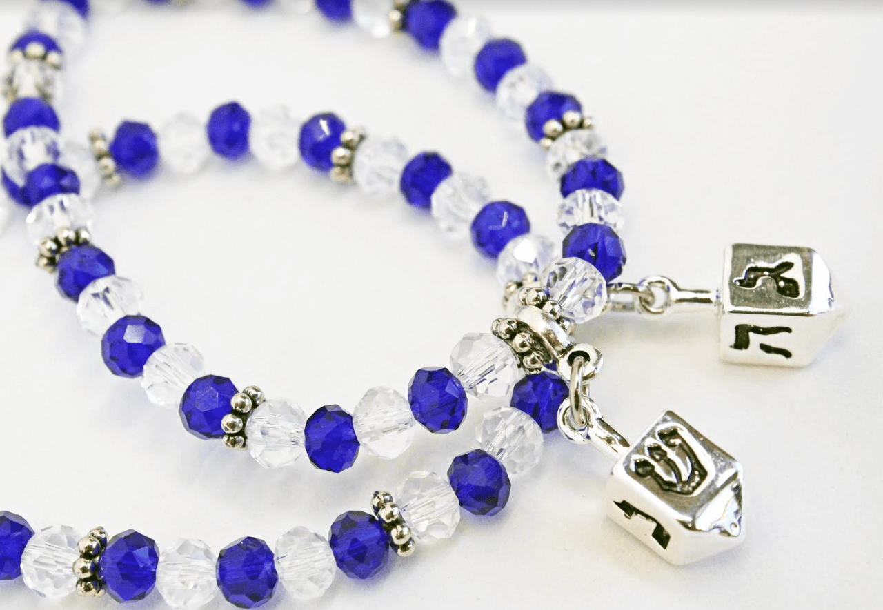 My Tribe by Sea Ranch Jewelry - Blue Glass Dreidel Charm Stretch Bracelet - ModernTribe