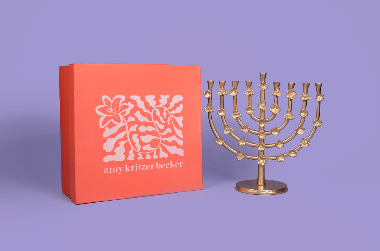 Amy Kritzer Becker - Gold Floral Lily Menorah - ModernTribe