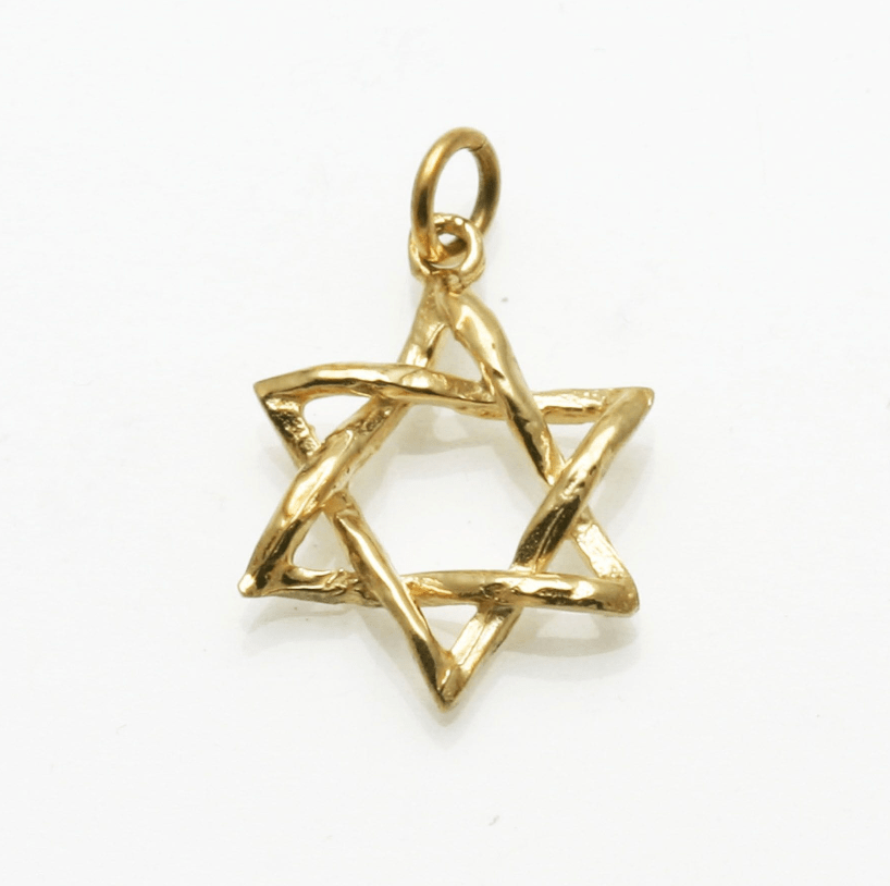 Bareket Jewelry Necklaces 14k Yellow Gold / 16" Box Chain Curvy 14k Gold or White Gold Star of David Pendant