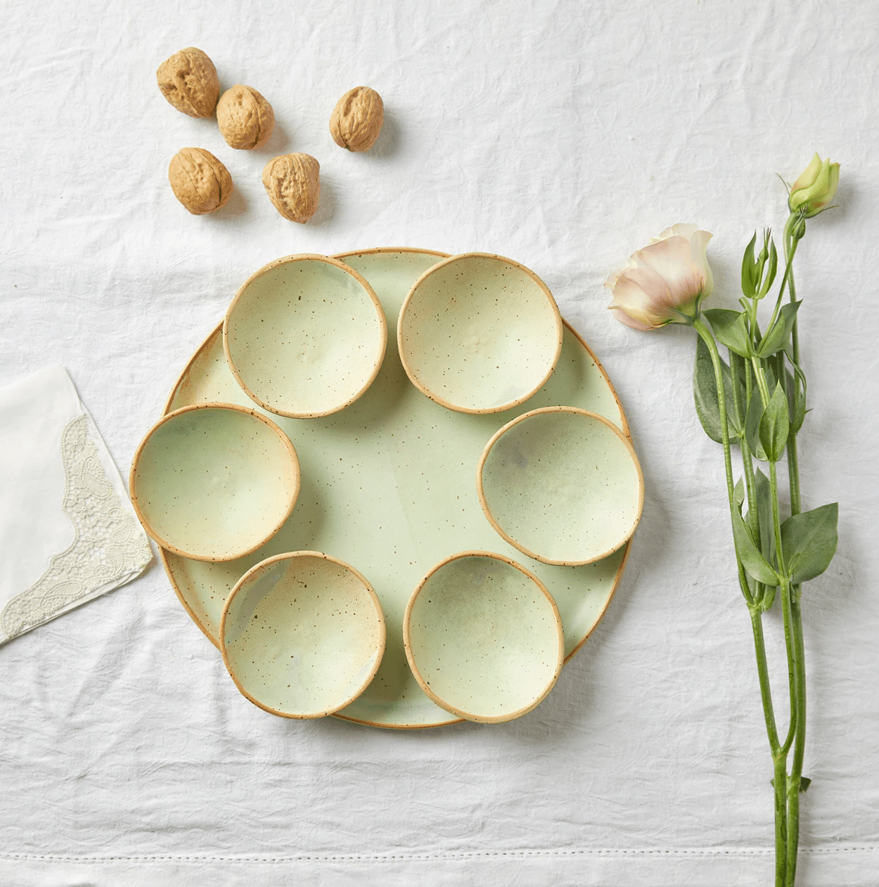 Ceramics by Michal - Modern Mint Green Seder Plate by Ceramics by Michal - ModernTribe