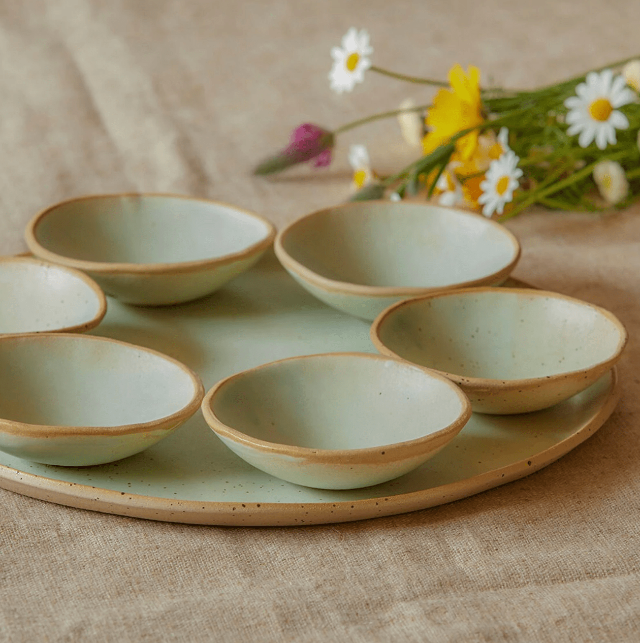 Ceramics by Michal - Modern Mint Green Seder Plate by Ceramics by Michal - ModernTribe
