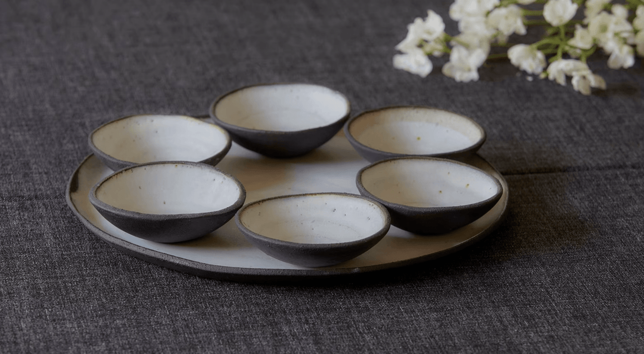 Ceramics by Michal - Modern Black and White Seder Plate by Ceramics by Michal - ModernTribe