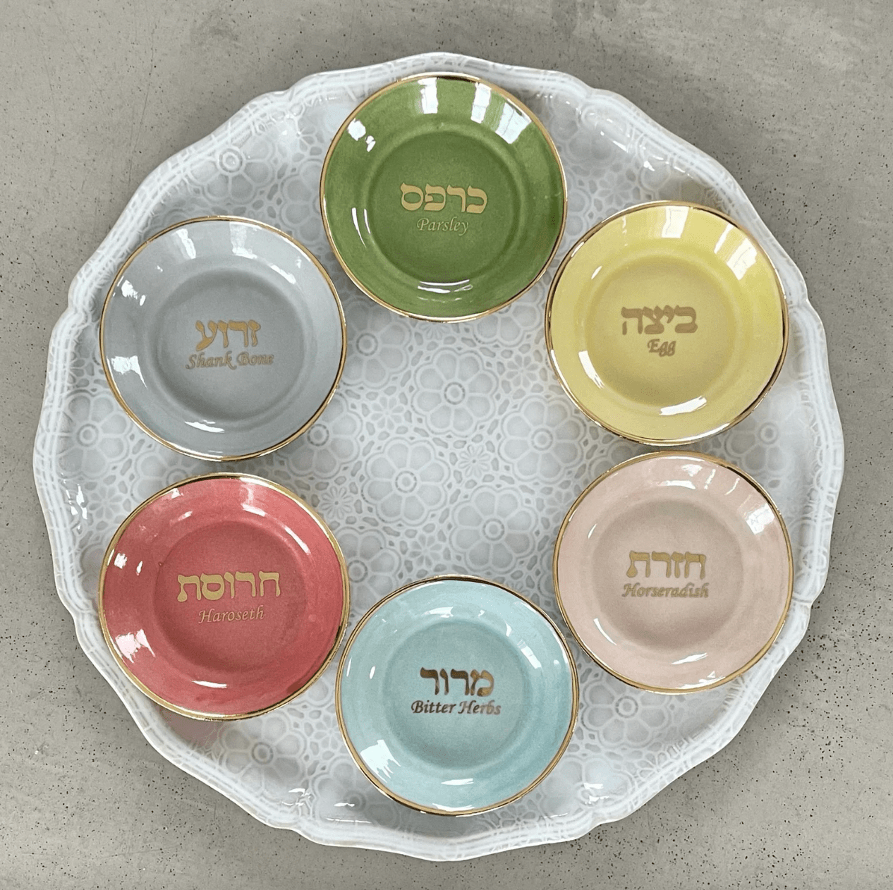 Nina Keramik Seder Plates Handmade Ceramic and 22k Gold Spring Seder Plate by Nina Keramik