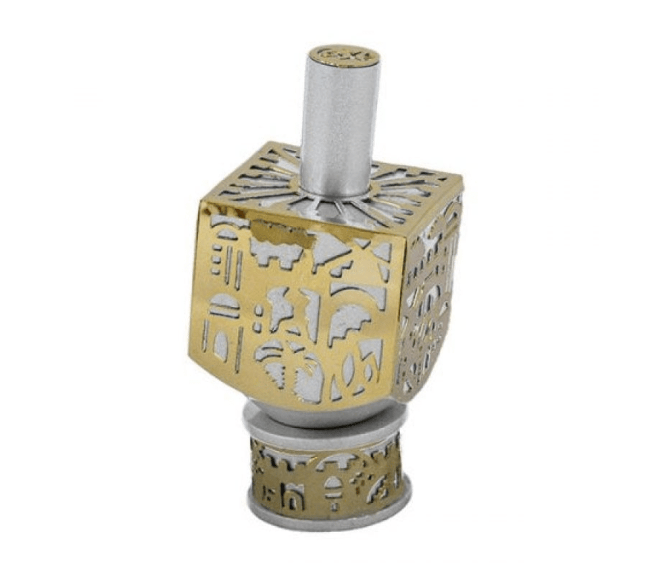 Yair Emanuel - Small Metal Cutout of Jerusalem Dreidel by Yair Emanuel - Gold - ModernTribe