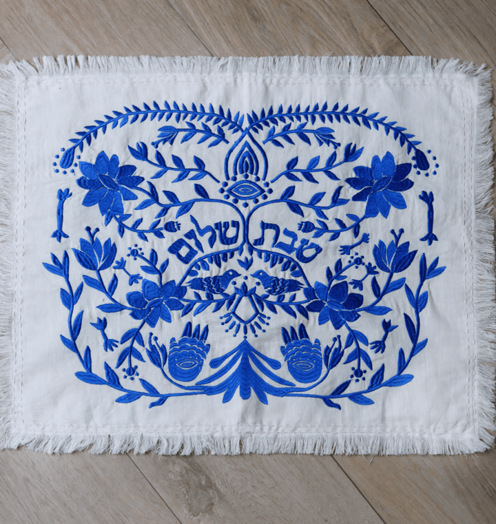 Carolina Benoit Challah Covers Handmade Linen Challah Cover - Blue