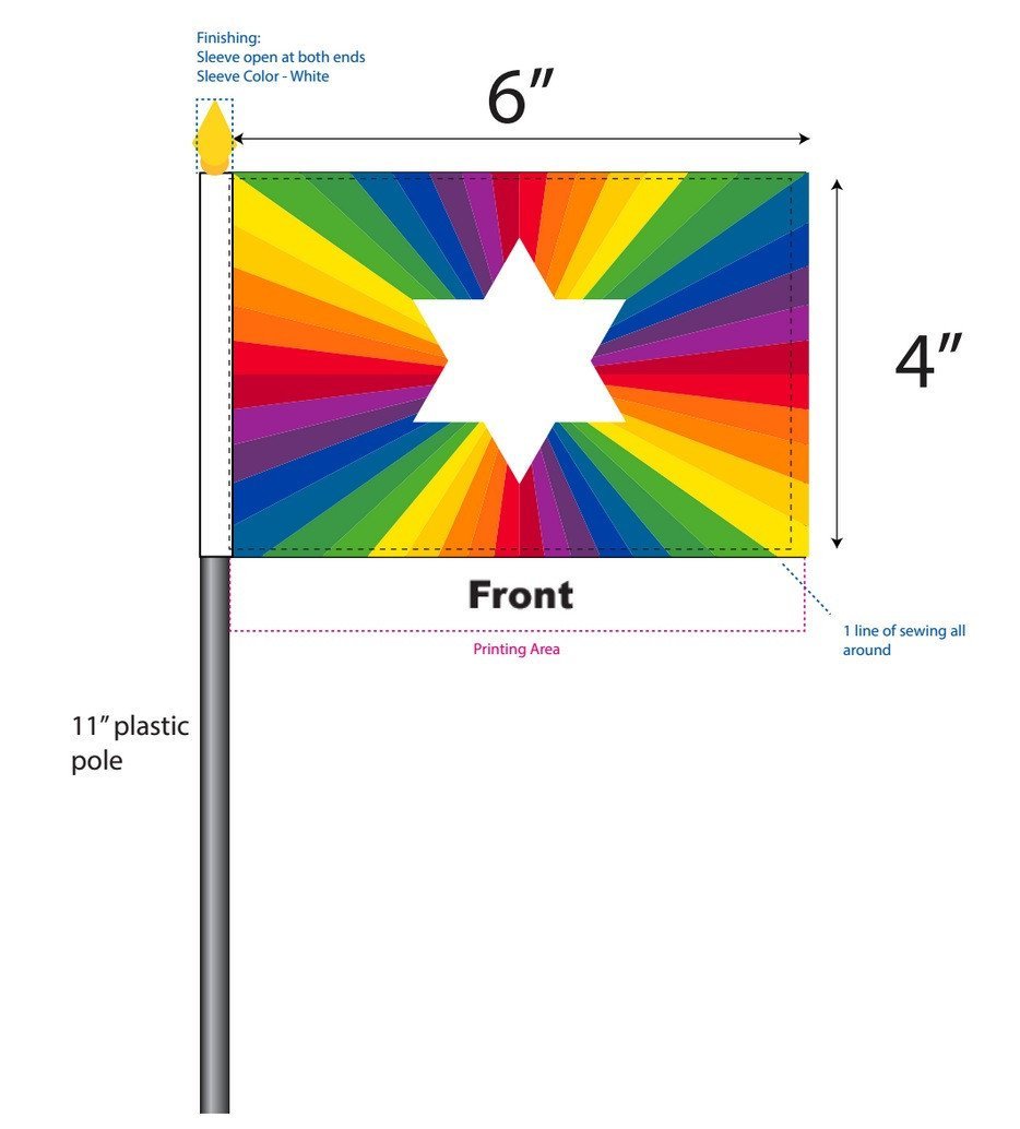 ModernTribe - Limited Edition Jewish Gay Pride Rainbow Flag 4" x 6" - ModernTribe