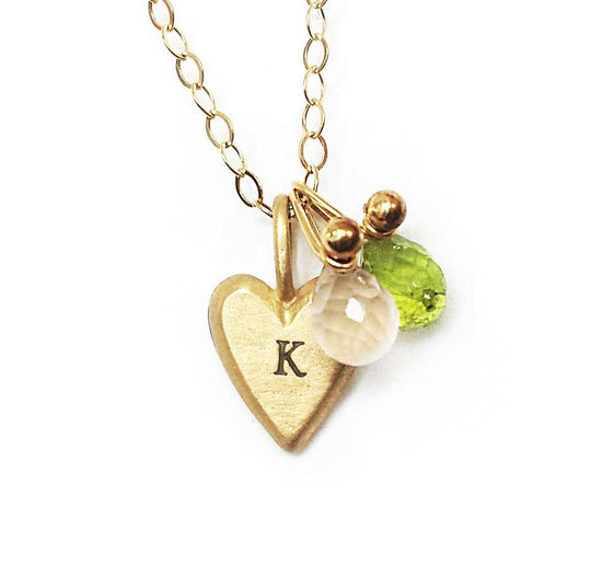 Personalized 14k Gold Tiny Heart Necklace in Hebrew on a 14k Chain