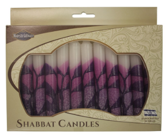 Safed Candles Default Israeli Hand-Crafted Purple Shabbat Candles | Set of 12