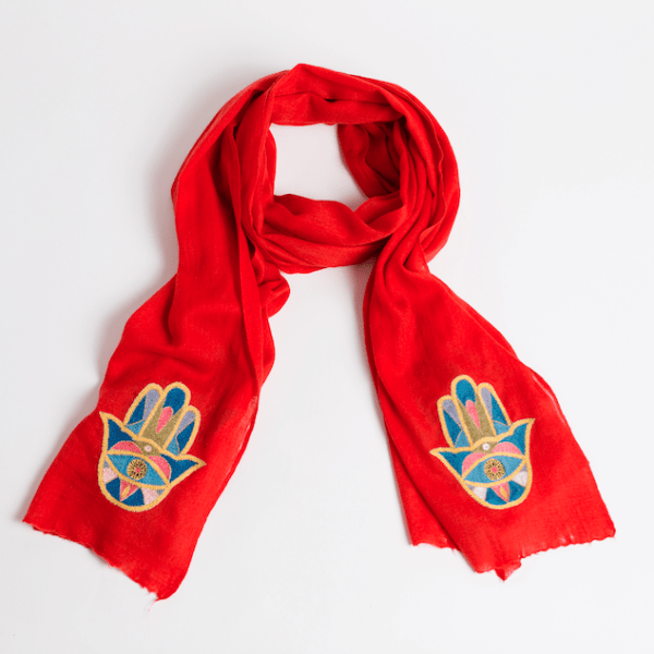 Bunai - Hamsa Cashmere Scarf - Red - ModernTribe