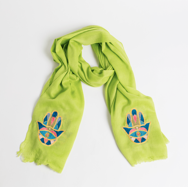 Bunai - Hamsa Cashmere Scarf - Lime Green - ModernTribe