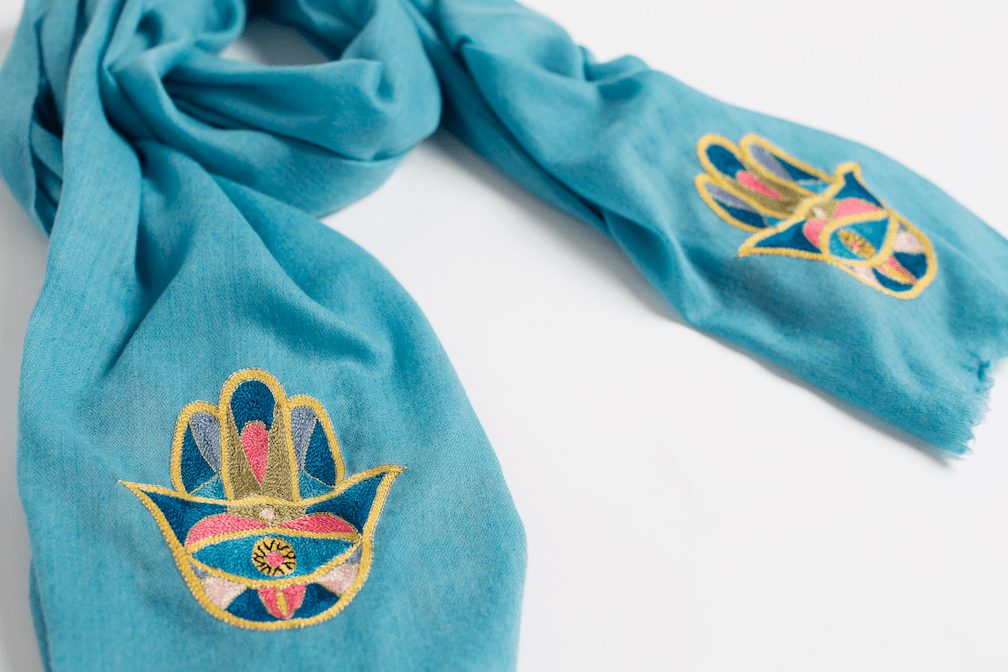 Bunai - Hamsa Cashmere Scarf - Blue - ModernTribe