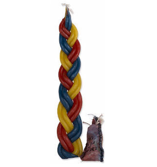 Braided 6 Wick Havdalah Candle with Besamim - Multicolor