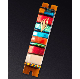 Daryl Cohen - Amber Stripe Glass Mezuzah by Daryl Cohen - ModernTribe