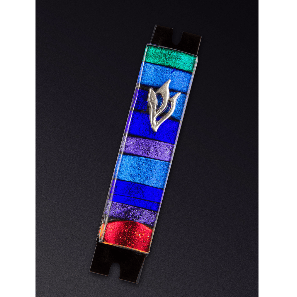 Daryl Cohen - Multi - Color Cool Stripe Glass Mezuzah by Daryl Cohen - ModernTribe