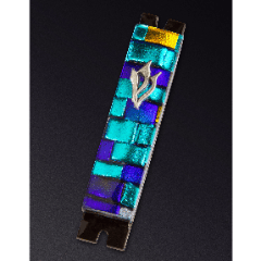Daryl Cohen - Blue Brick Glass Mezuzah by Daryl Cohen - ModernTribe